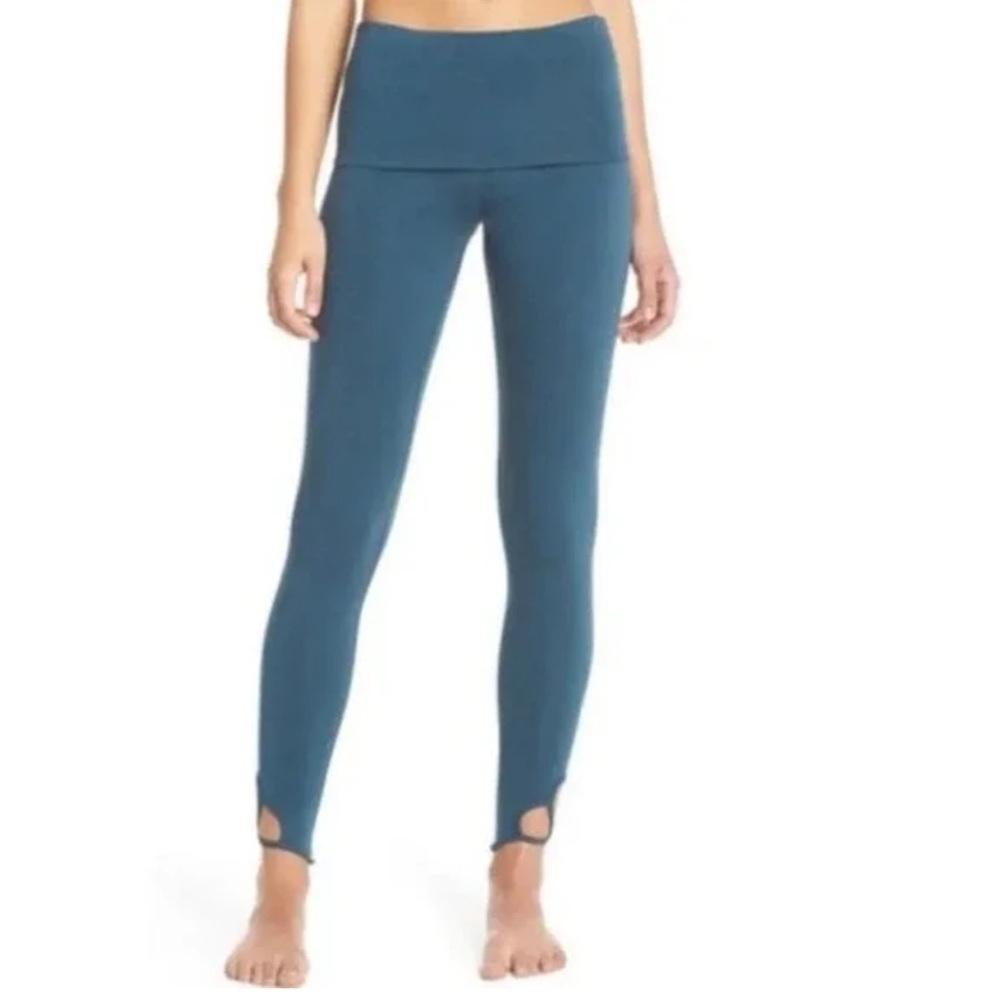 FREE PEOPLE Movement Moon Shadow Fold Over Leggings Teal Size Medium